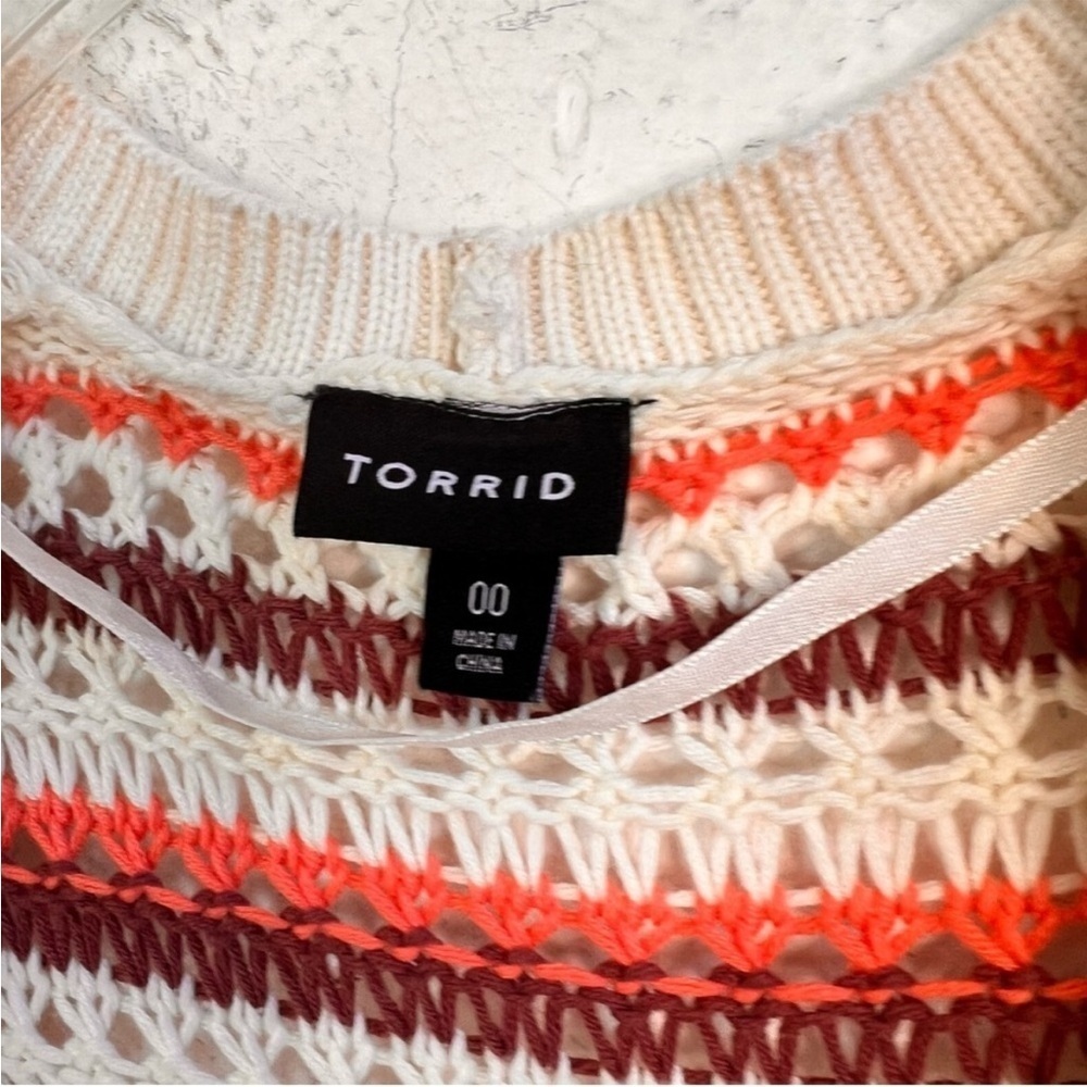 Torrid kimono sleeve crochet open long cardigan - Picture 9 of 10